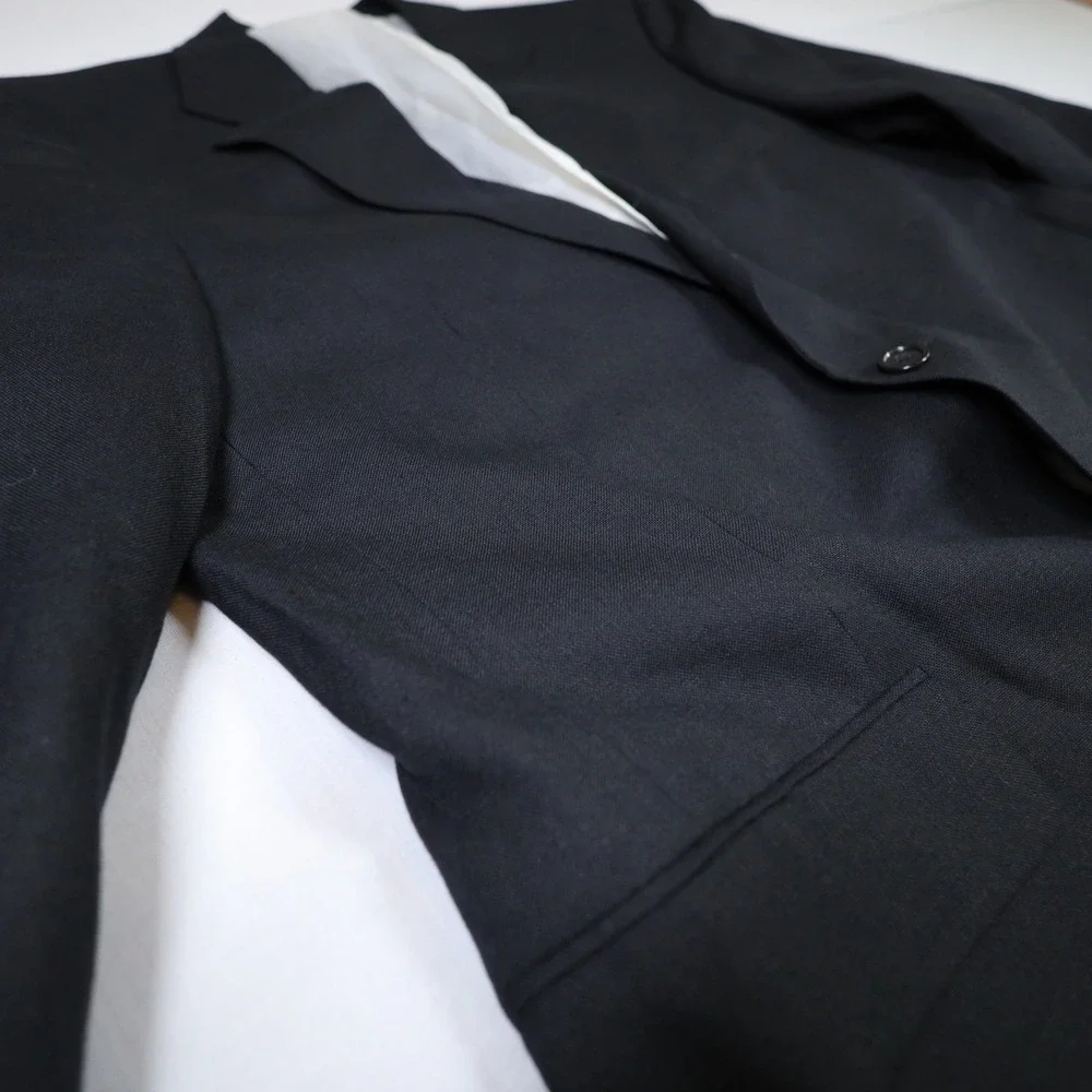 Jos. A. Bank Sport Coat Mens 42L Black Linen Wool Blend Two Button Blazer